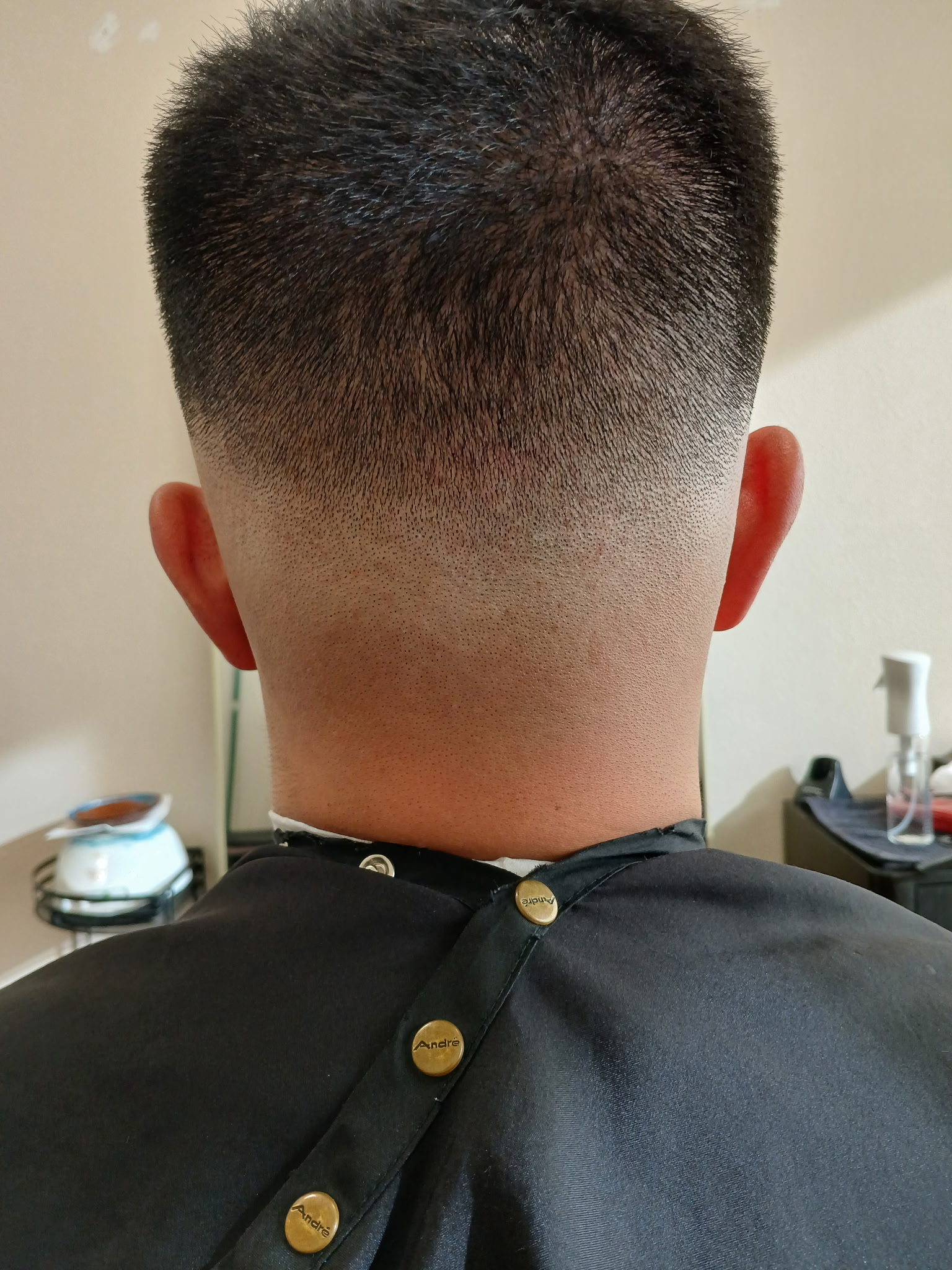 Clean taper fade back view