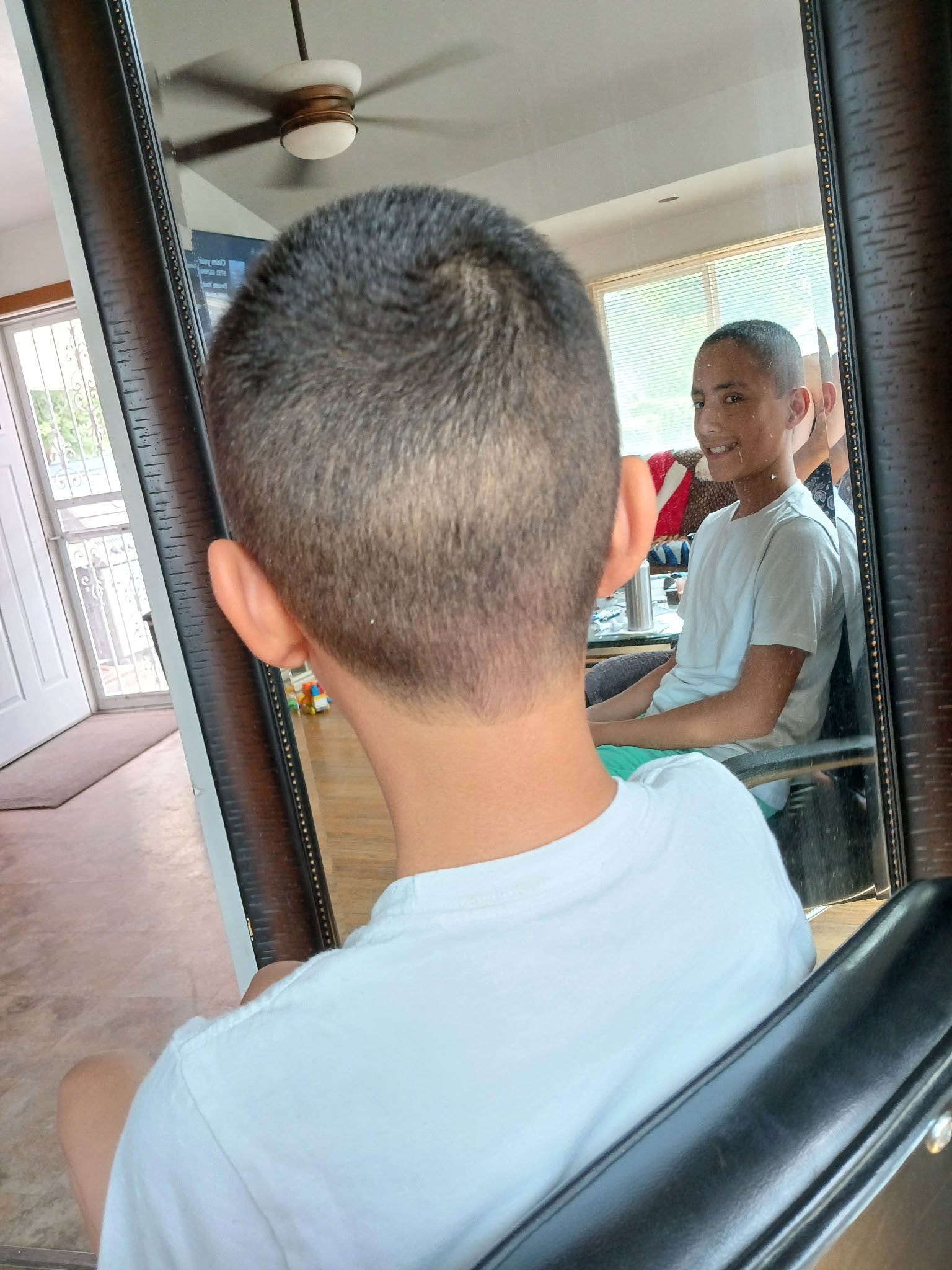 Young client with fresh cut